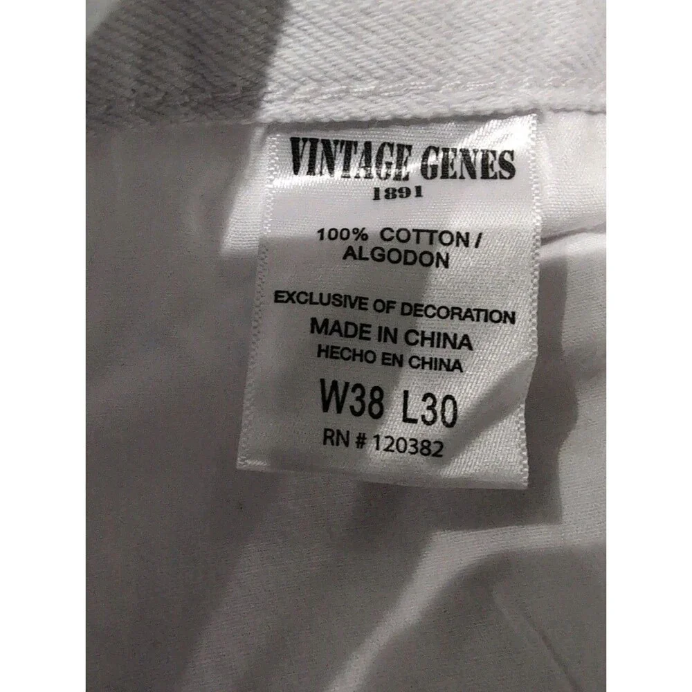 VINTAGE GENES BLACK LABEL SLIM FIT COMFORT  WHITE DENIM JEANS MEN'S SZ 38X30 EUC